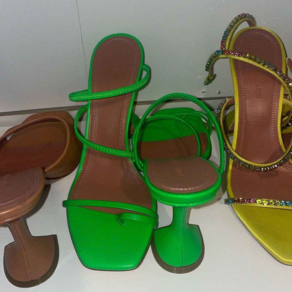 Green Amina Muaddi heels